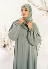 RAIHAN FRONT OPEN ABAYA- LIGHT GREEN